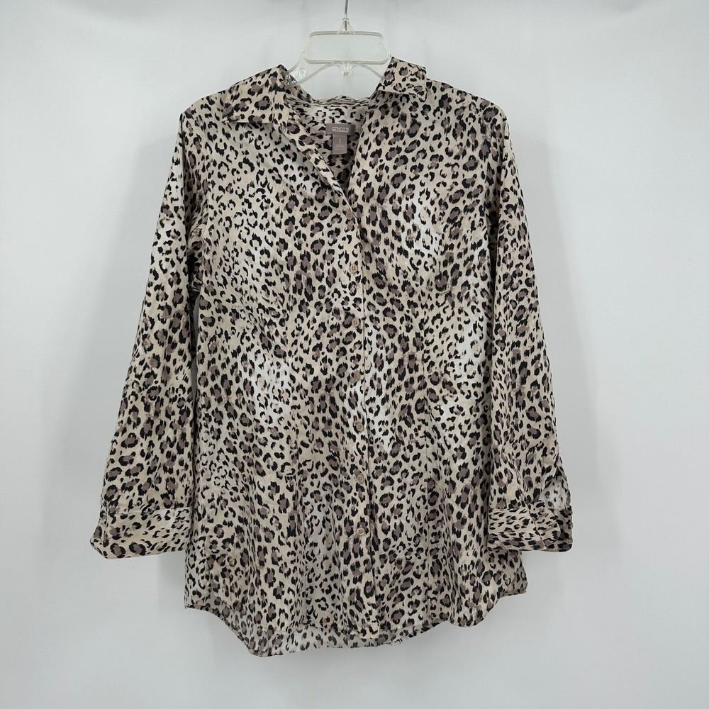 Chicos Womens Animal Print Safari Top Size‎ 1 US M Office Professional Leopard